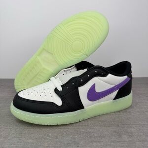 Nike Air Jordan 1 Low Glow-in-the Dark Shoes HF0410-001 Youth's 6.5/Women's 8